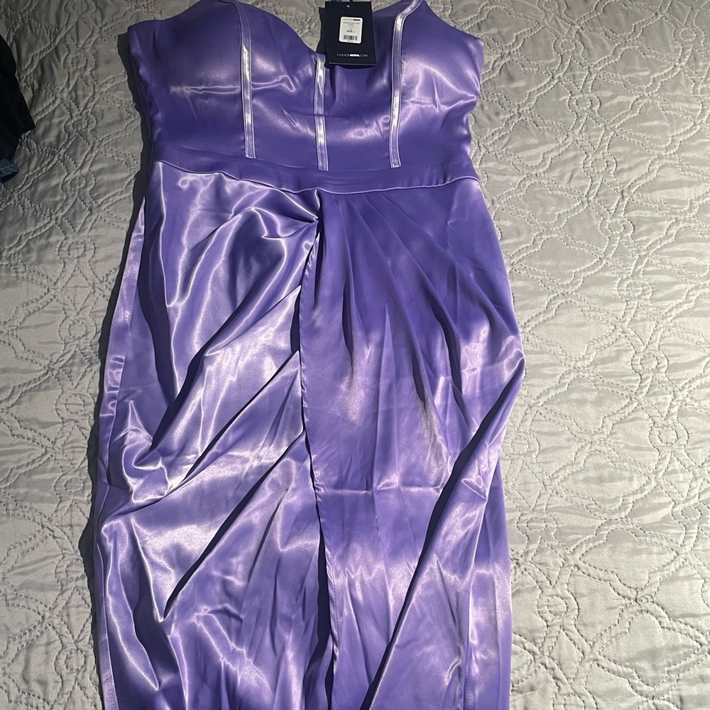 Purple fashionnova dress with split